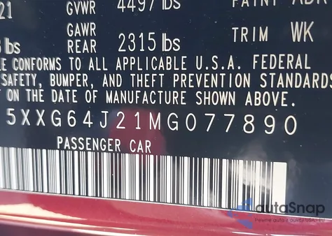 2021 Kia K5 Gt-Line из США, поврежденный, VIN 5XXG64J21MG077890